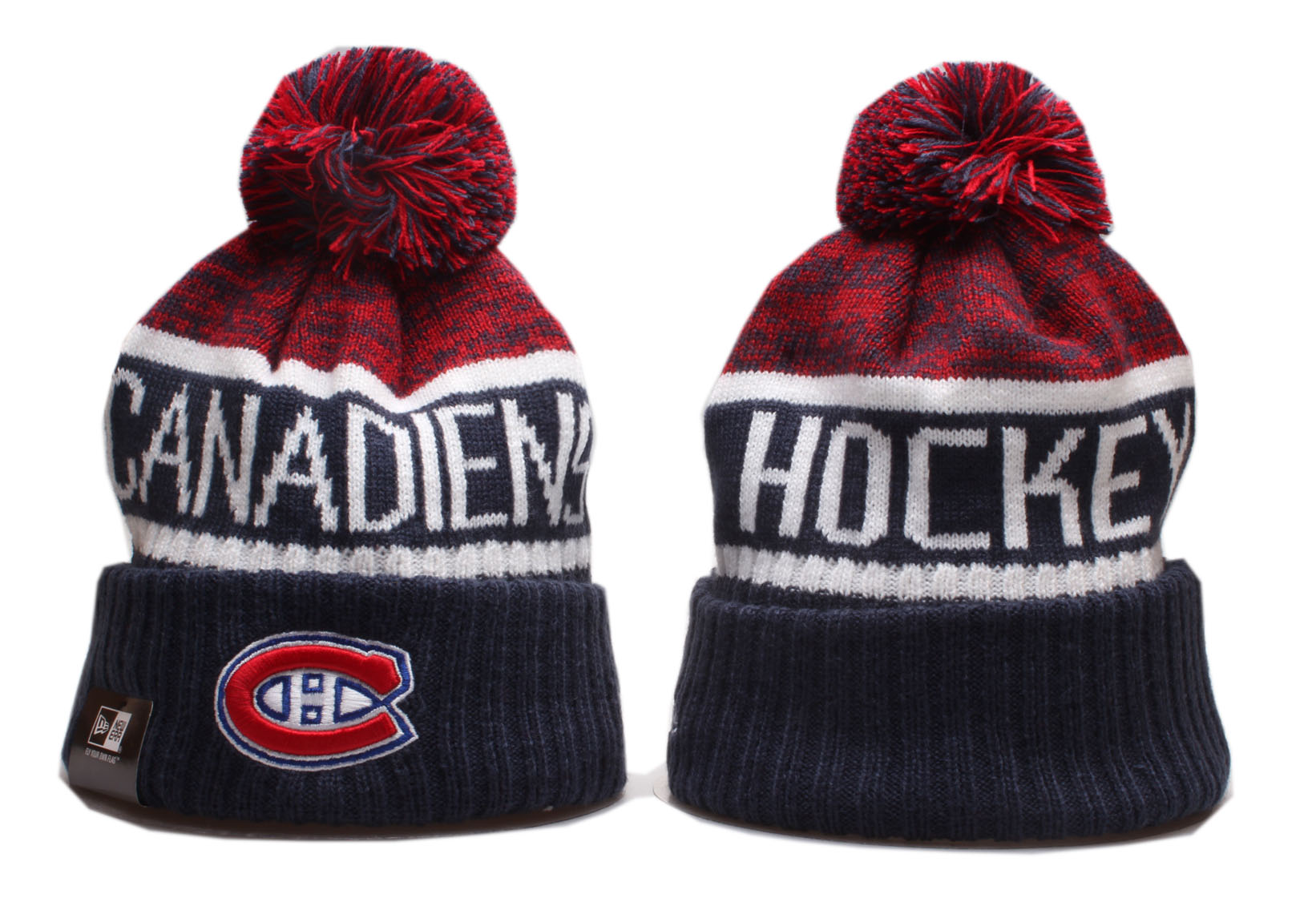 Canadiens Team Logo Cuffed Pom Knit Hat YP - Click Image to Close