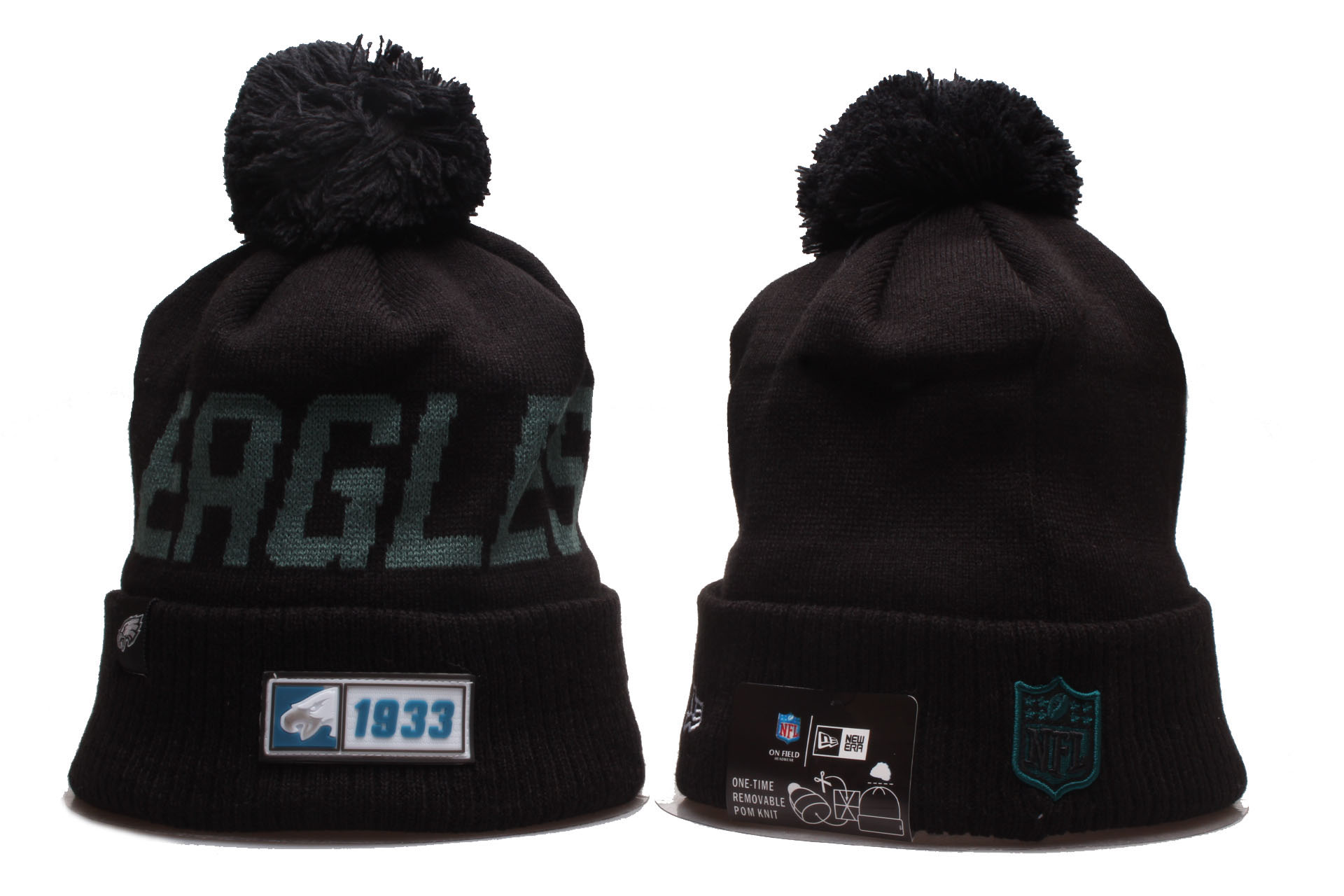 Eagles Team Logo Cuffed Pom Knit Hat YP