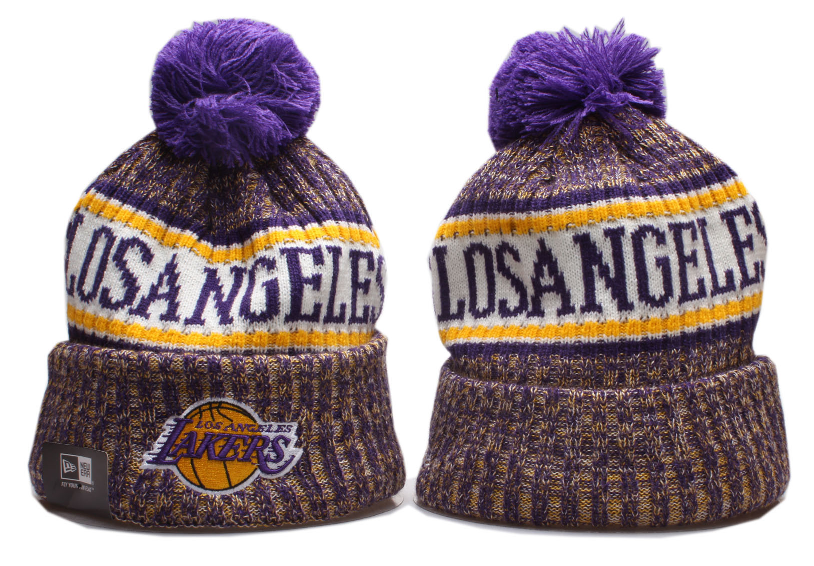 Lakers Team Logo Cuffed Pom Knit Hat YP