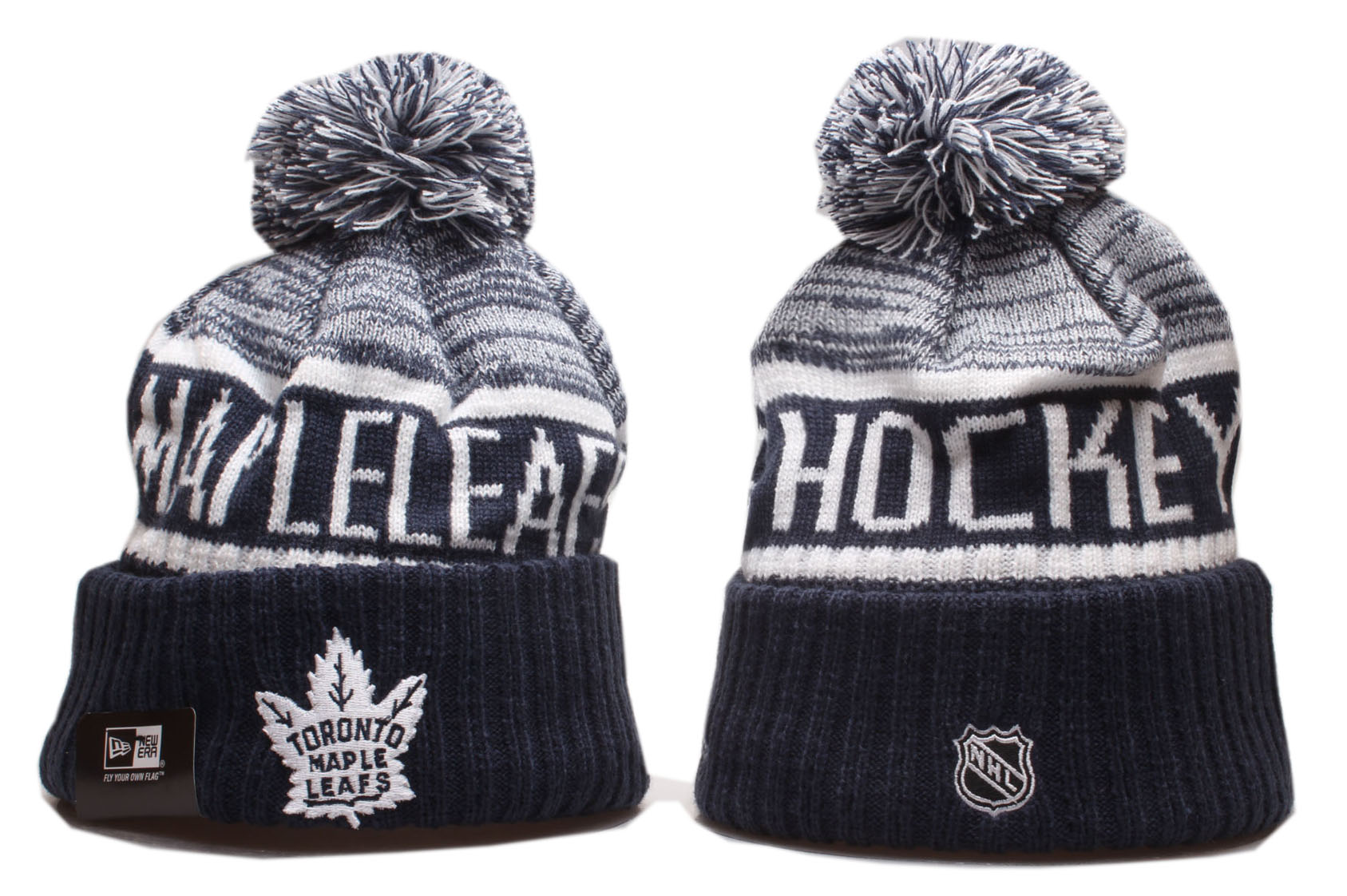 Maple Leafs Team Logo Cuffed Pom Knit Hat YP
