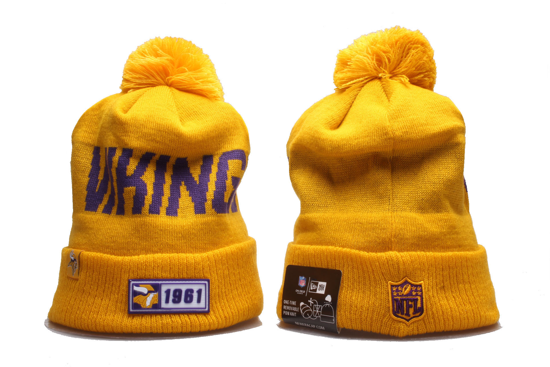 Vikings Team Logo Cuffed Pom Knit Hat YP