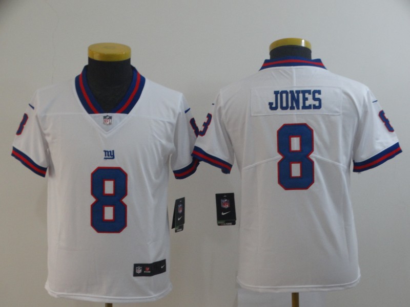 Nike Giants 8 Daniel Jones White Youth Color Rush Limited Jersey - Click Image to Close