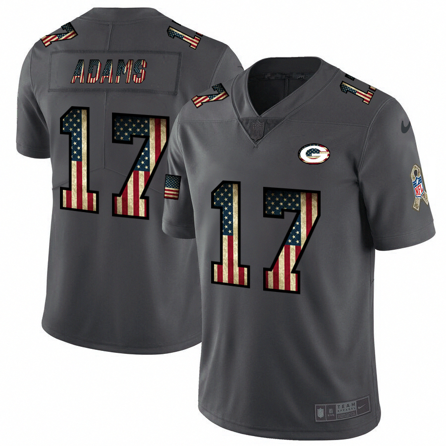 Nike Packers 17 Davante Adams 2019 Salute To Service USA Flag Fashion Limited Jersey - Click Image to Close