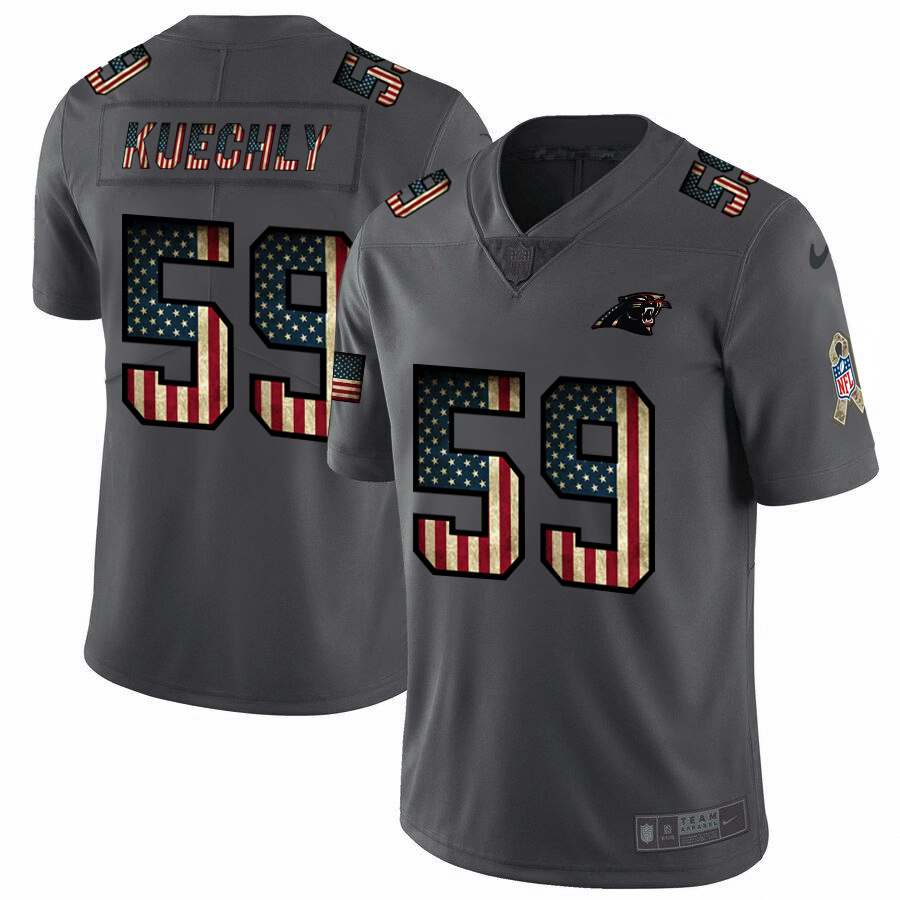 Nike Panthers 59 Luke Kuechly 2019 Salute To Service USA Flag Fashion Limited Jersey