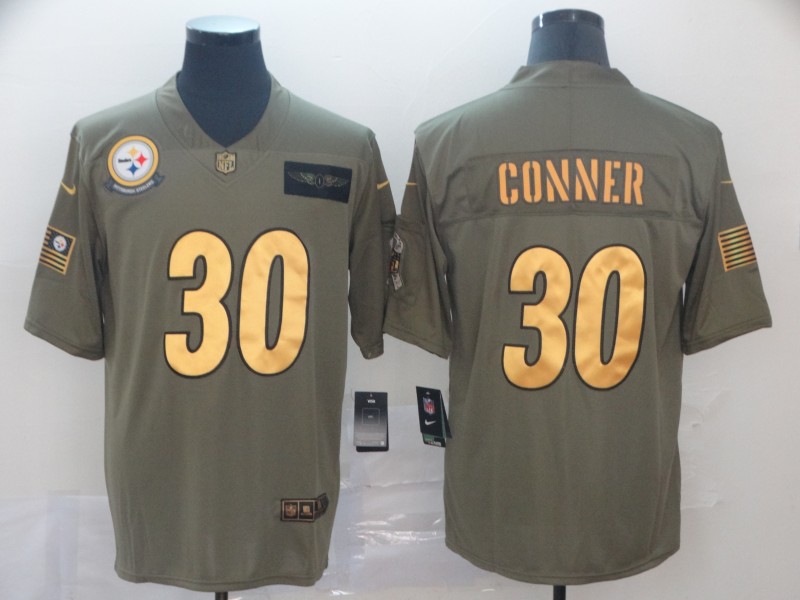Nike Steelers 30 James Conner 2019 Olive Gold Salute To Service Limited Jersey