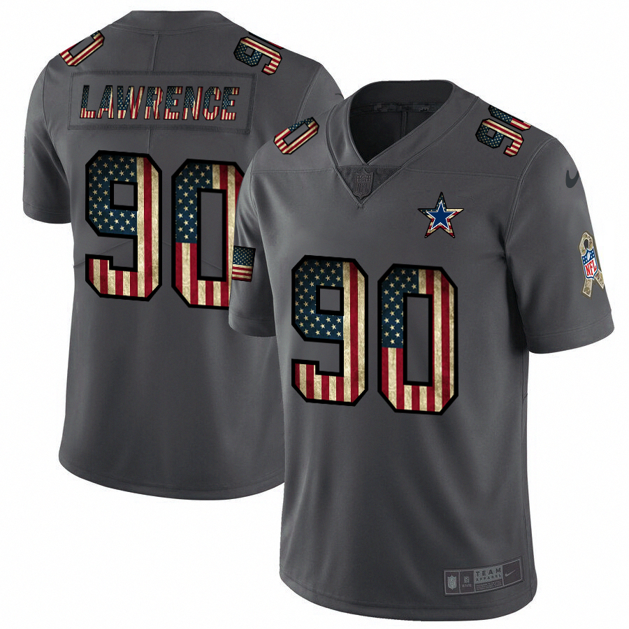 Nike Cowboys 90 Demarcus Lawrence 2019 Salute To Service USA Flag Fashion Limited Jersey - Click Image to Close