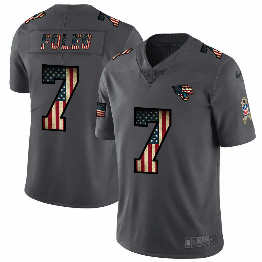 Nike Jaguars 7 Nick Foles 2019 Salute To Service USA Flag Fashion Limited Jersey