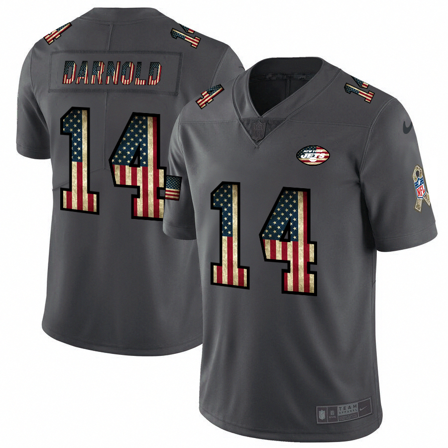 Nike Jets 14 Sam Darnold 2019 Salute To Service USA Flag Fashion Limited Jersey