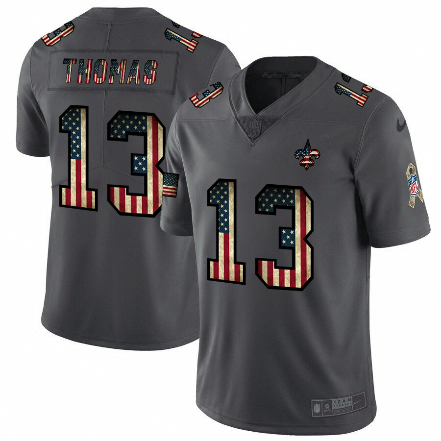 Nike Saints 13 Michael Thomas 2019 Salute To Service USA Flag Fashion Limited Jersey