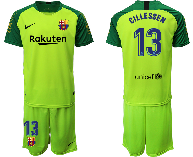 2019-20 Barcelona 13 GILLESSEN Fluorescent Green Goalkeeper Soccer Jersey