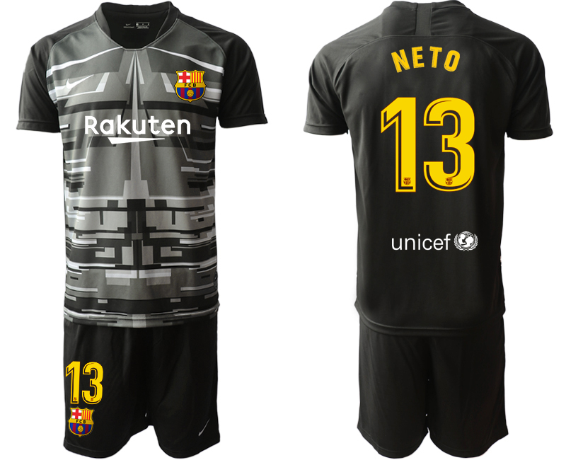 2019-20 Barcelona 13 NETO Black Goalkeeper Soccer Jersey