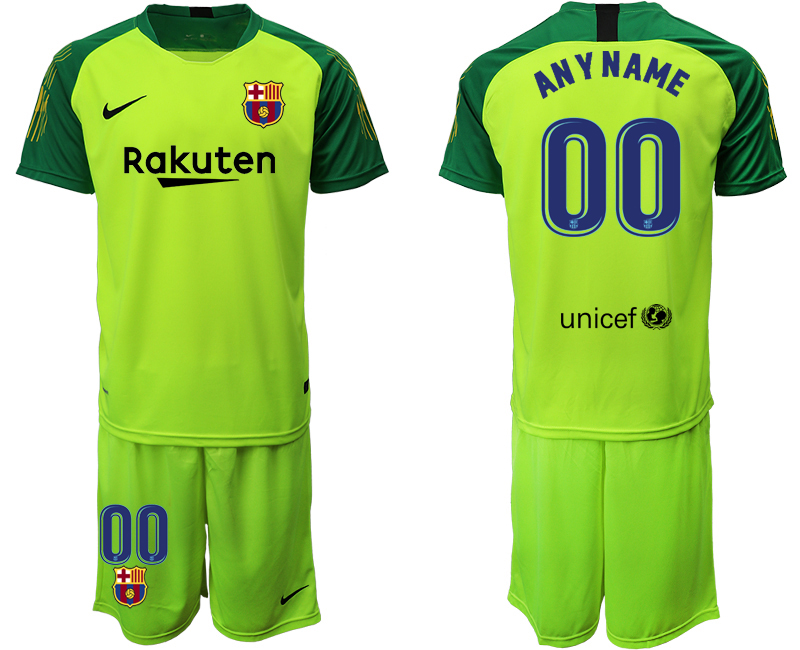 2019-20 Barcelona Customized Fluorescent Green Goalkeeper Soccer Jersey - Click Image to Close