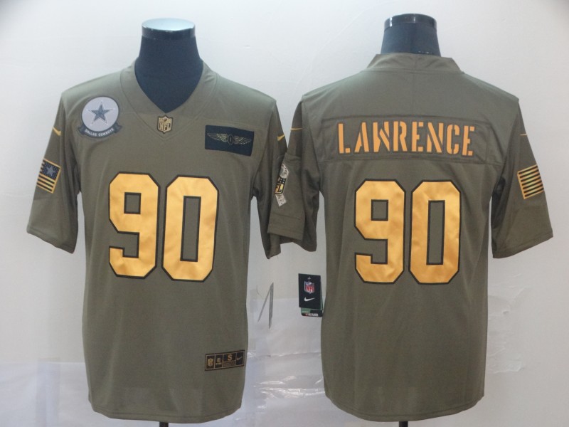 Nike Cowboys 90 Demarcus Lawrence 2019 Olive Gold Salute To Service Limited Jersey