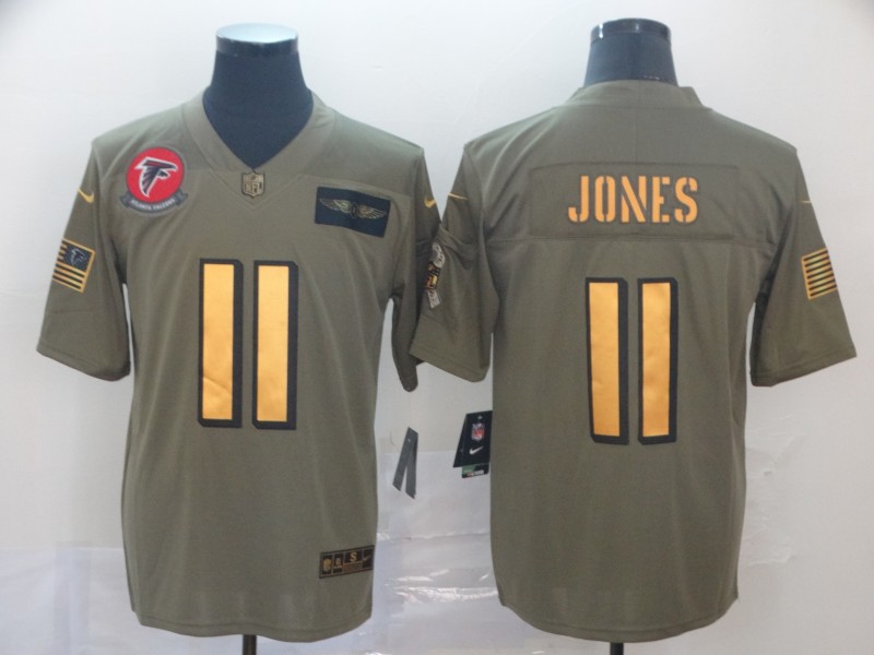 Nike Falcons 11 Julio Jones 2019 Olive Gold Salute To Service Limited Jersey