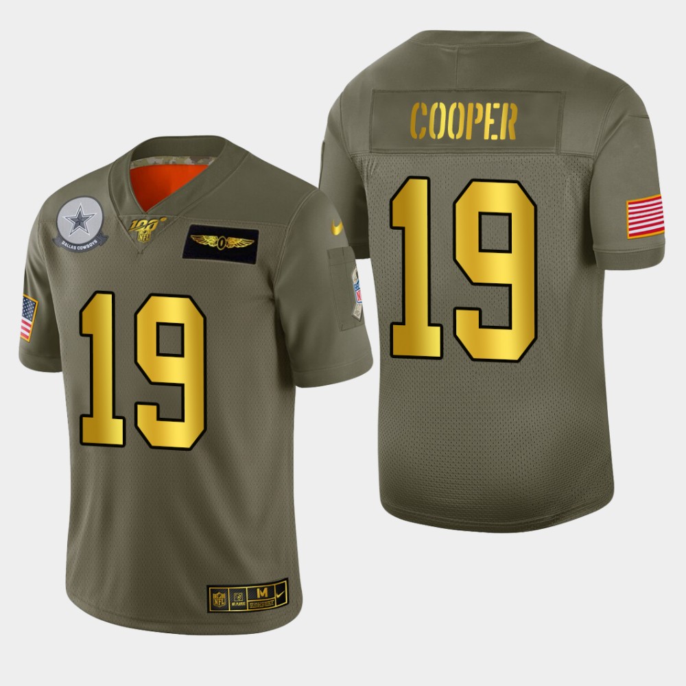 Nike Cowboys 19 Amari Cooper 2019 Olive Gold Salute To Service 100th Season Limited Jersey - Click Image to Close