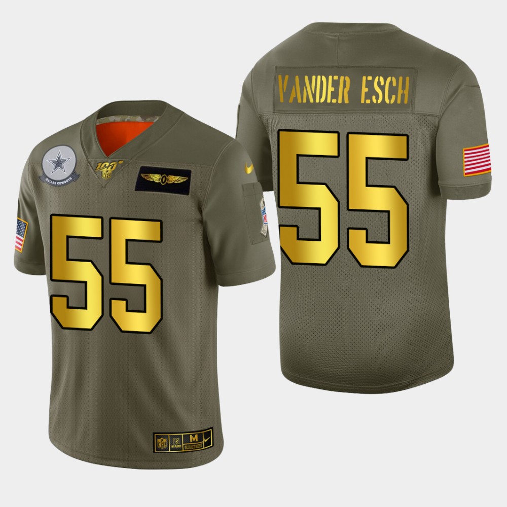 Nike Cowboys 55 Leighton Vander Esch 2019 Olive Gold Salute To Service 100th Season Limited Jersey