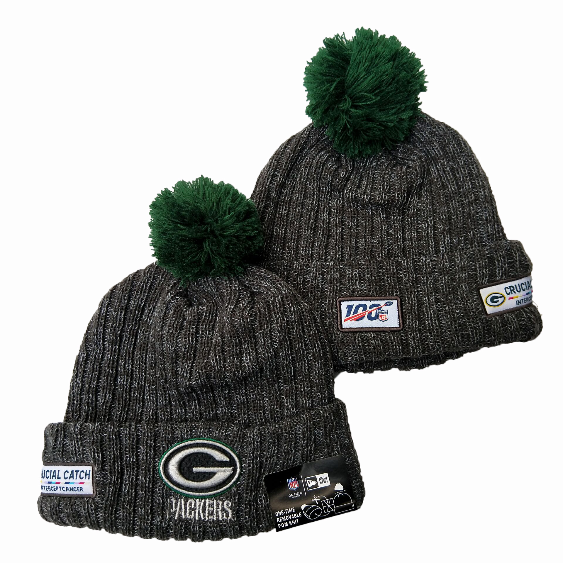 Packers Fresh Logo Gray 100th Season Pom Knit Hat YD
