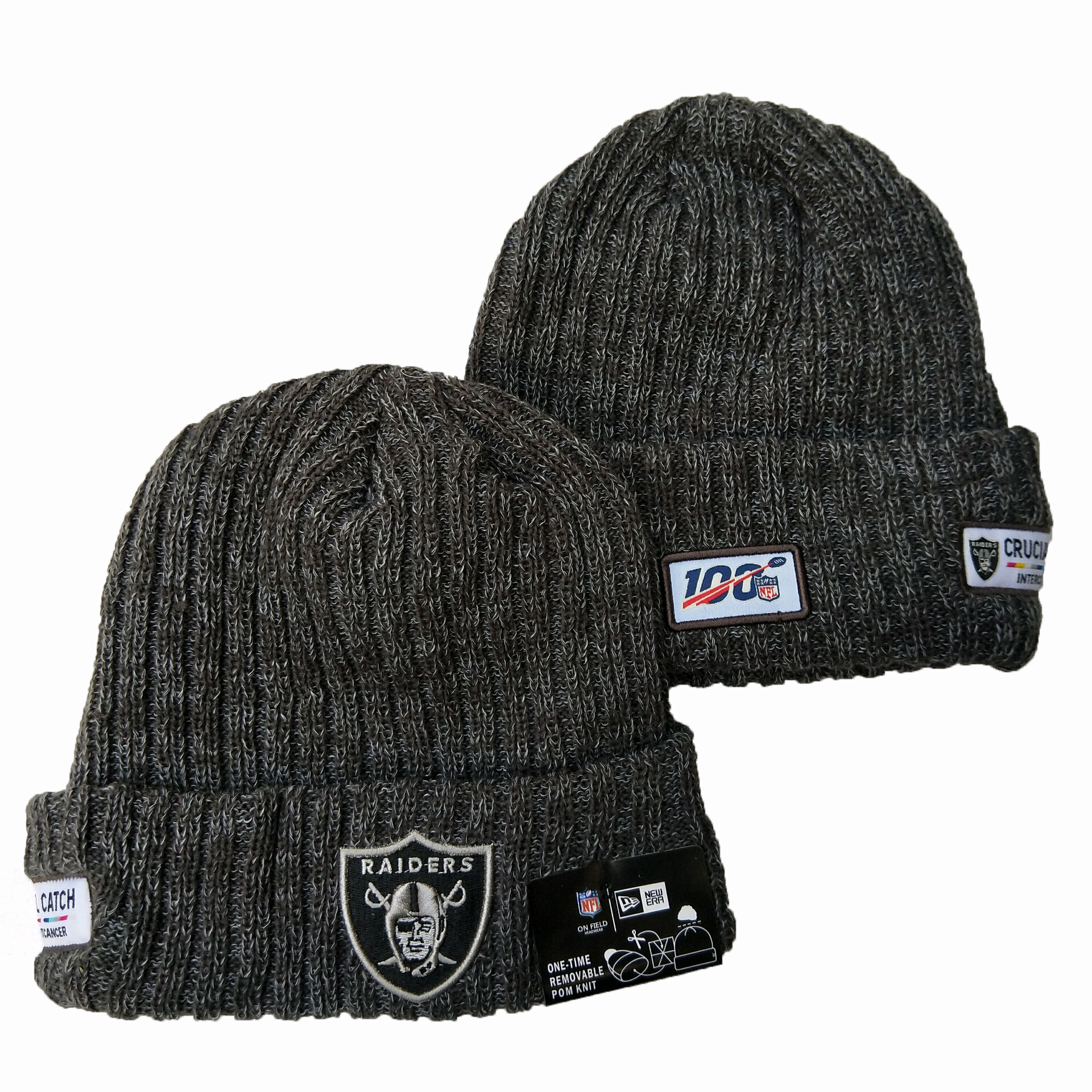 Raiders Team Logo Gray 100th Season Knit Hat YD
