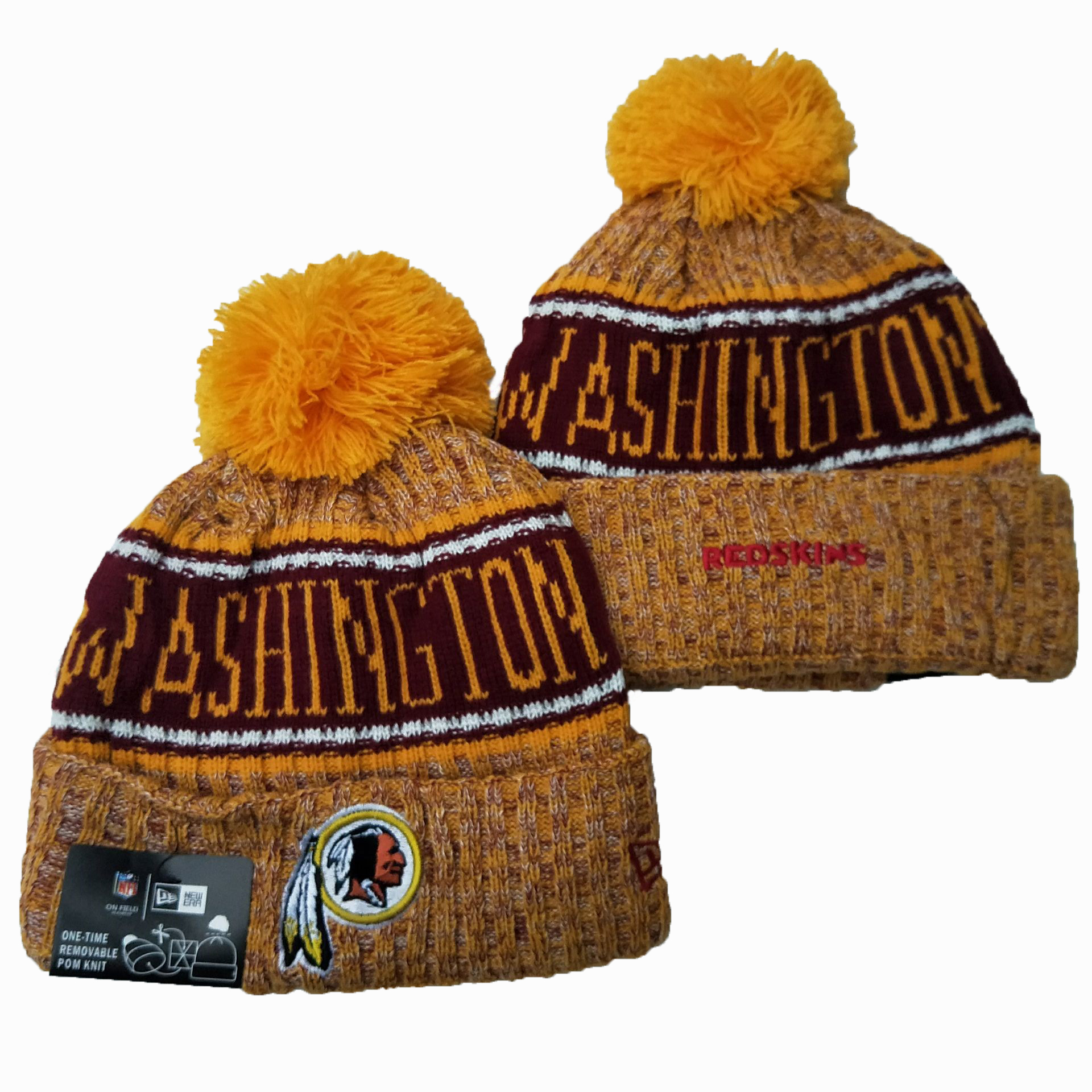Redskins Team Logo Yellow Pom Knit Hat YD