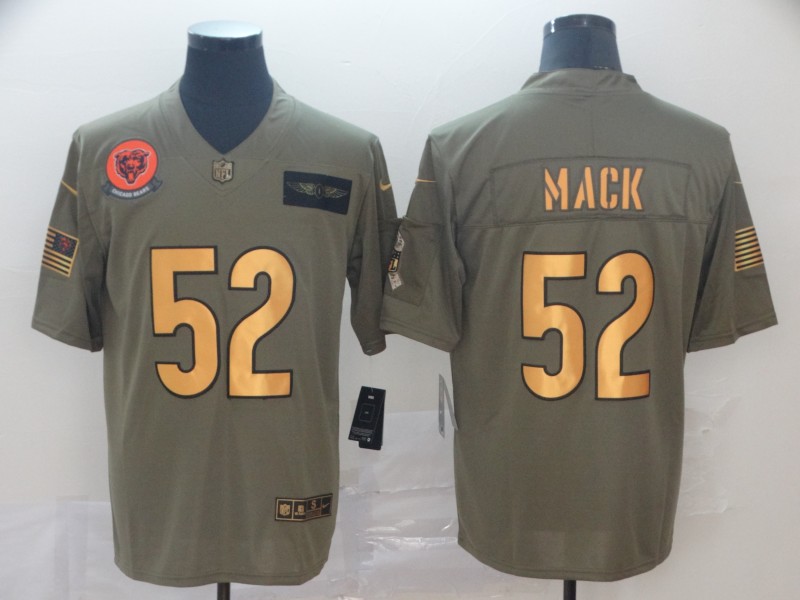 Nike Bears 52 Khalil Mack 2019 Olive Gold Salute To Service Limited Jersey