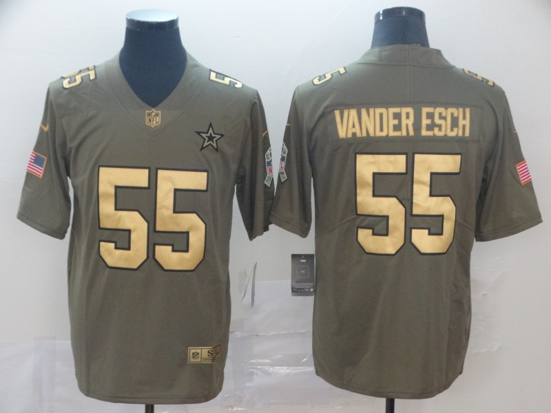 Nike Cowboys 55 Leighton Vander Esch 2017 Olive Gold Salute To Service Limited Jersey