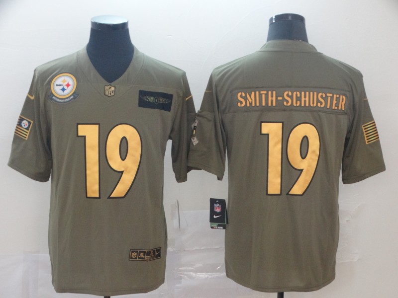 Nike Steelers 19 JuJu Smith Schuster 2019 Olive Gold Salute To Service Limited Jersey