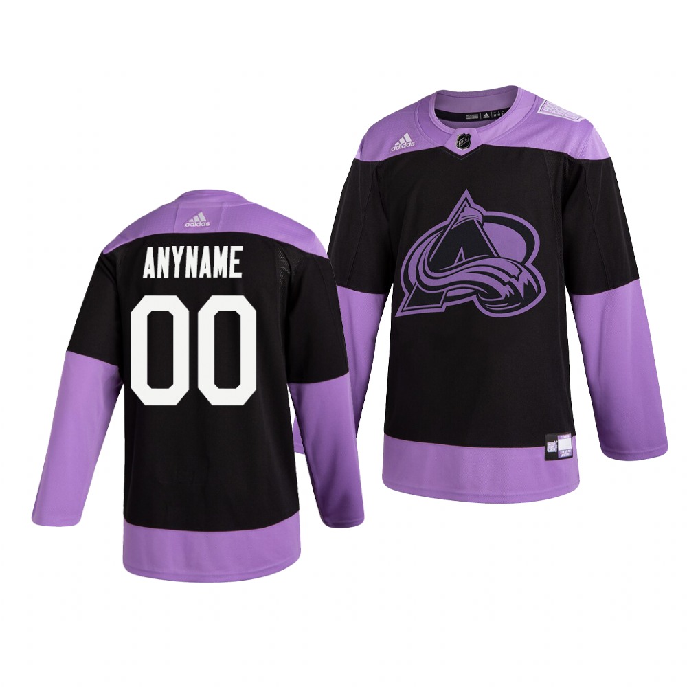 Avalanche Customized Black Purple Hockey Fights Cancer Adidas Jersey
