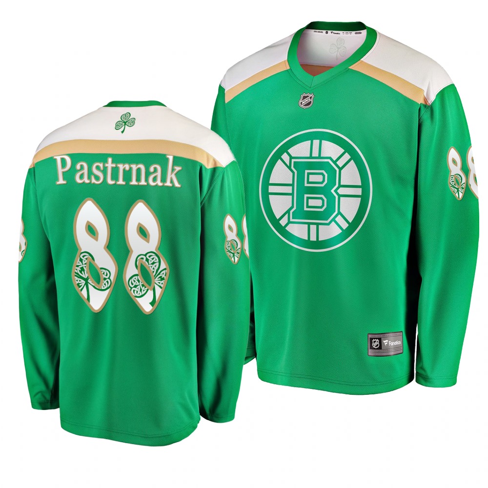 Bruins 88 David Pastrnak Green 2019 St. Patrick's Day Adidas Jersey.jpeg