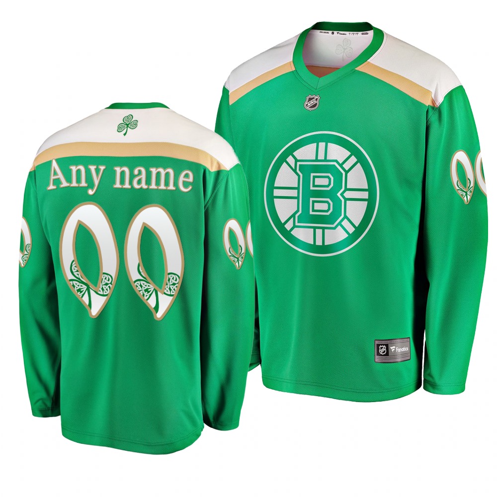 Bruins Customized Green 2019 St. Patrick's Day Adidas Jersey