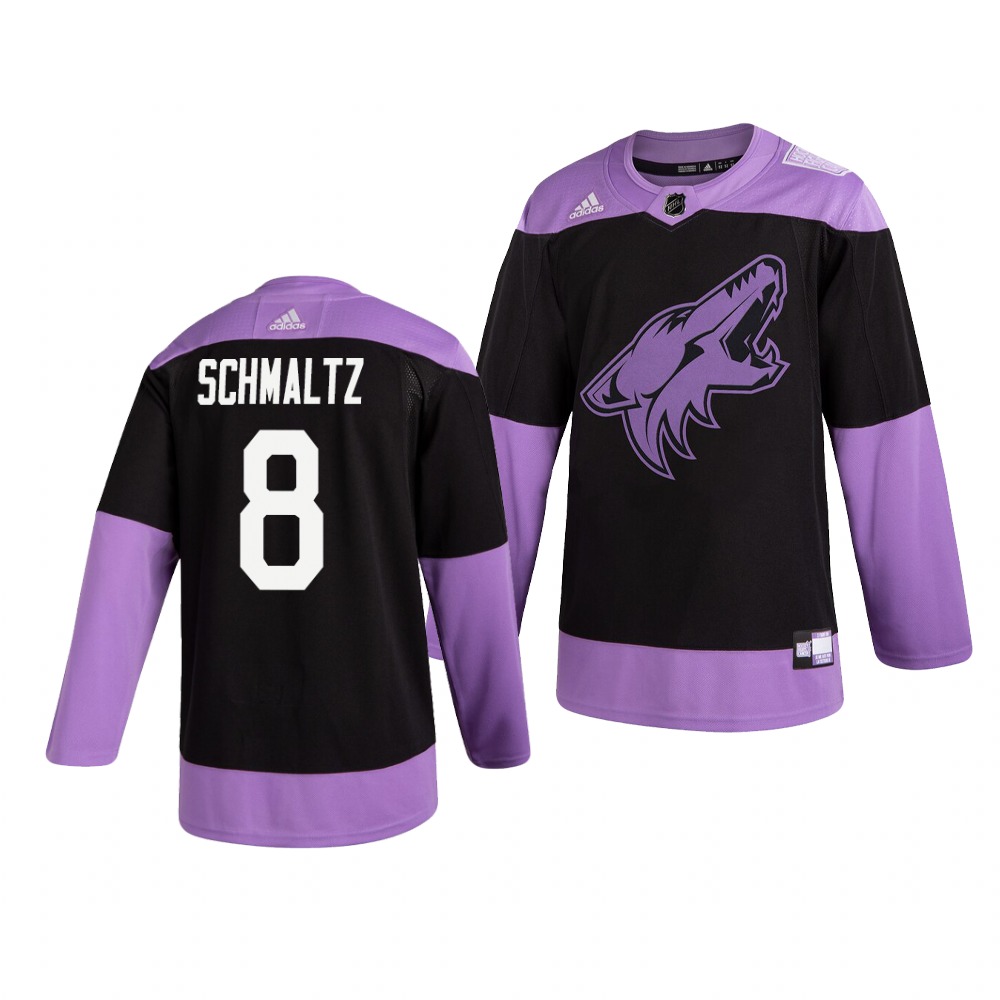 Coyotes 8 Nick Schmaltz Black Purple Hockey Fights Cancer Adidas Jersey
