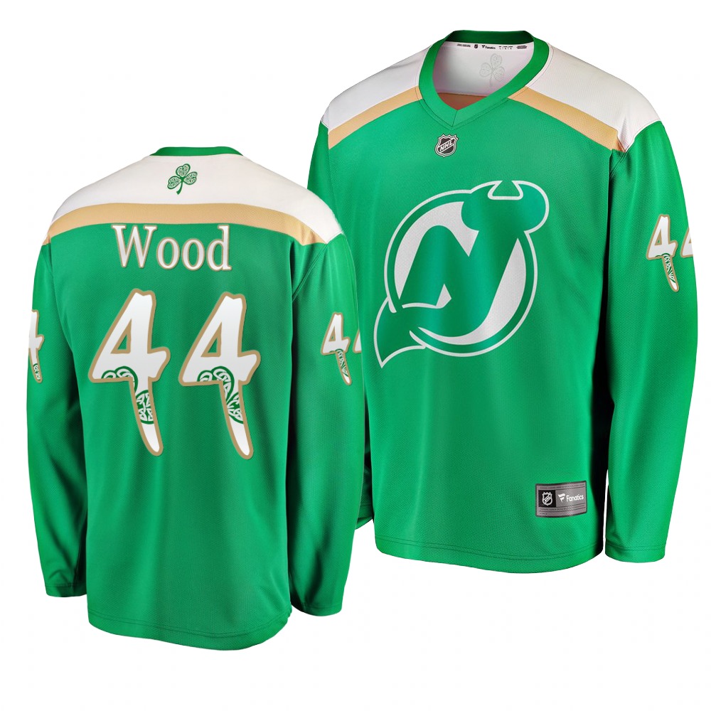 Devils 44 Miles Wood Green 2019 St. Patrick's Day Adidas Jersey