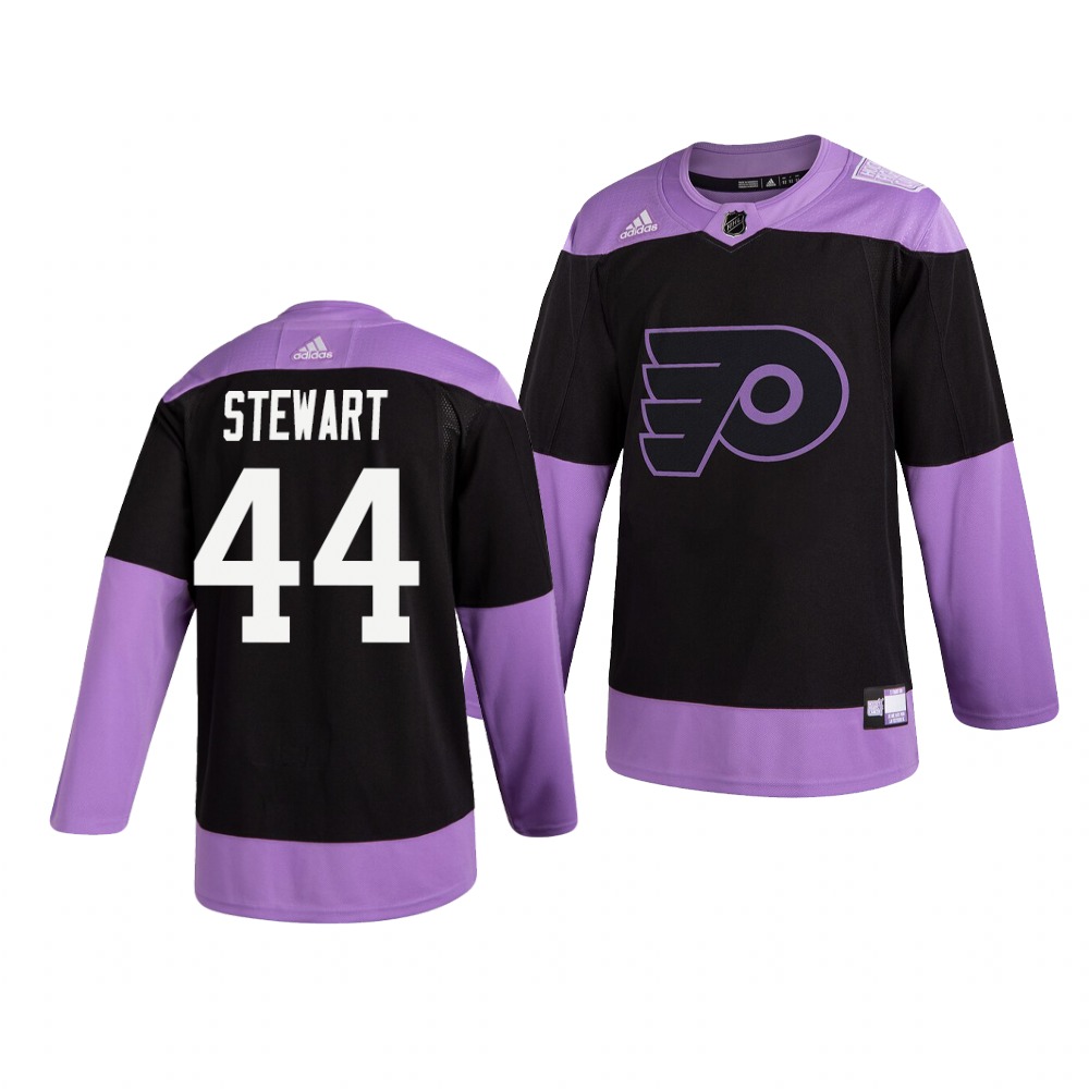 Flyers 44 Chris Stewart Black Purple Hockey Fights Cancer Adidas Jersey