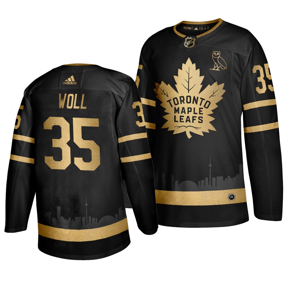 Maple Leafs 35 Joseph Woll Black With Special Glittery Logo Adidas Jersey
