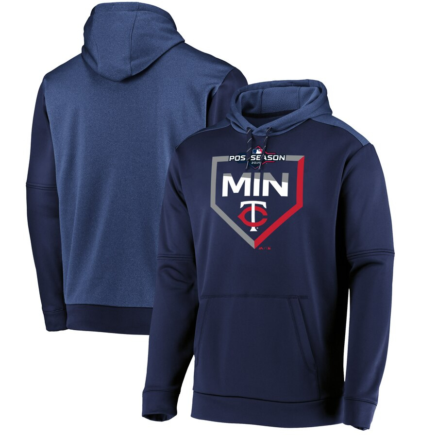 Minnesota Twins Majestic 2019 Postseason Dugout Authentic Pullover Hoodie Navy