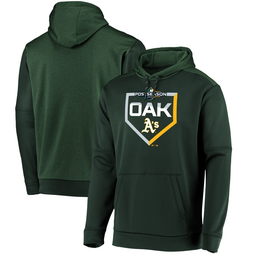 Oakland Athletics Majestic 2019 Postseason Dugout Authentic Pullover Hoodie Green