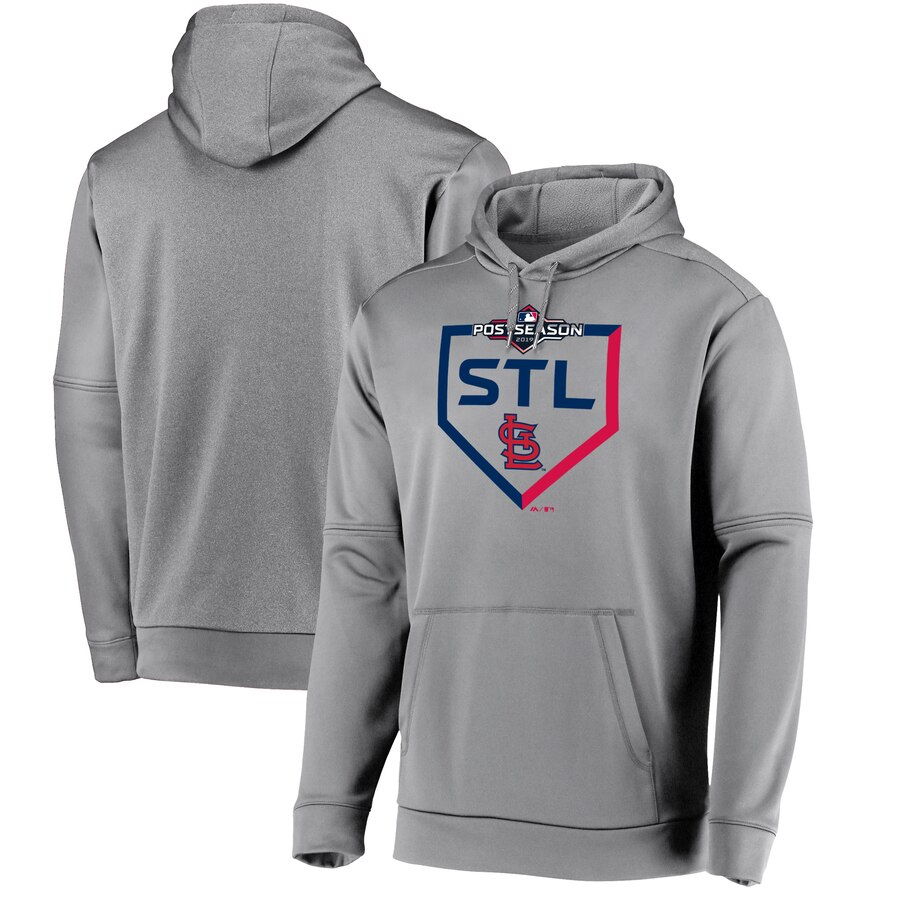 St. Louis Cardinals Majestic 2019 Postseason Dugout Authentic Pullover Hoodie Gray