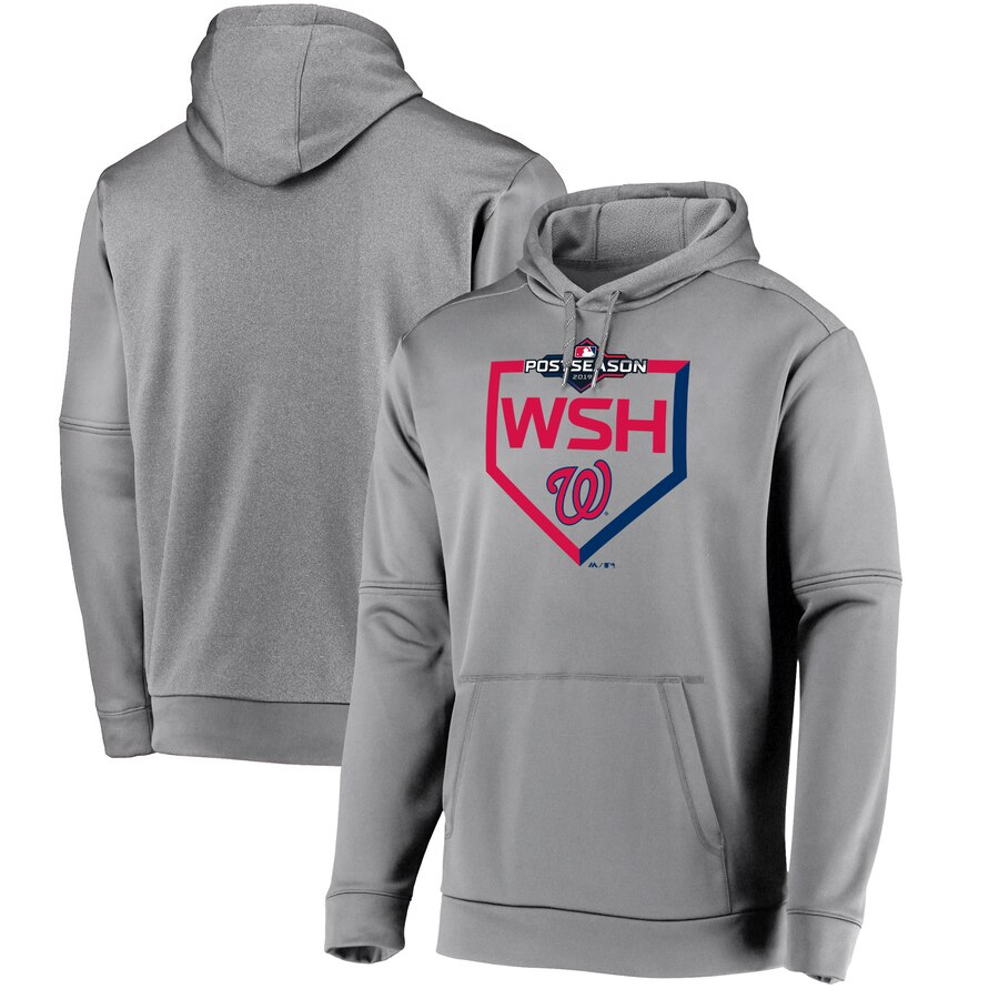 Washington Nationals Majestic 2019 Postseason Dugout Authentic Pullover Hoodie Gray