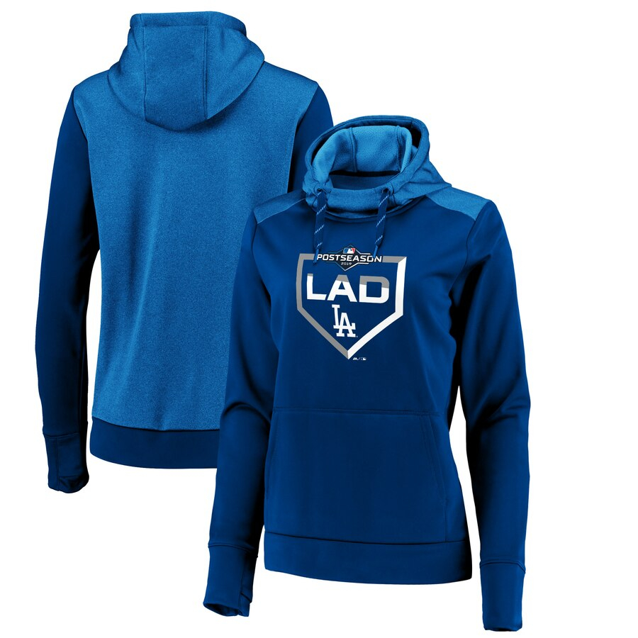 Los Angeles Dodgers Majestic Women's 2019 Postseason Dugout Authentic Pullover Hoodie Royal