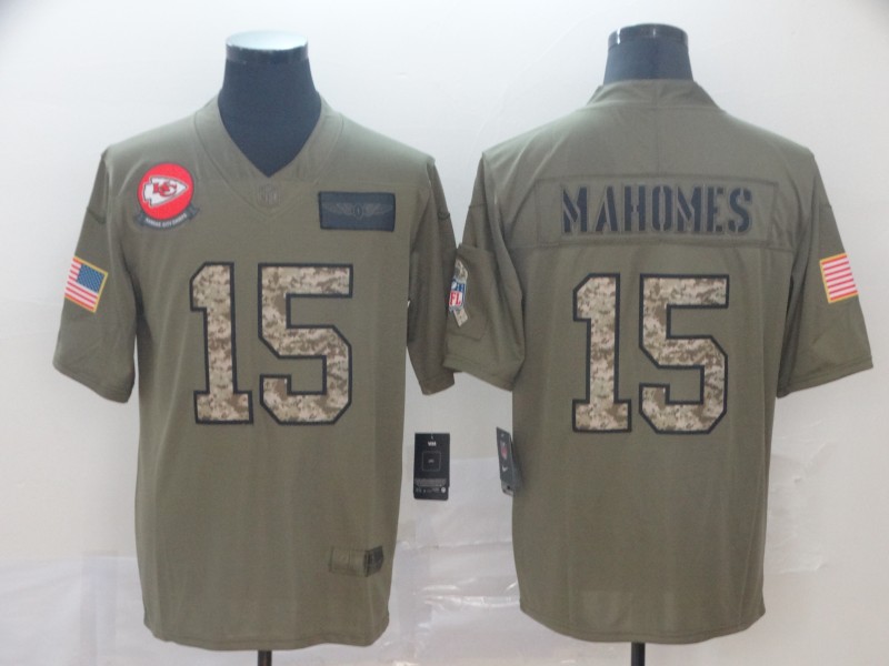 Nike Chiefs 15 Patrick Mahomes 2019 Olive Camo Salute To Service Limited Jersey
