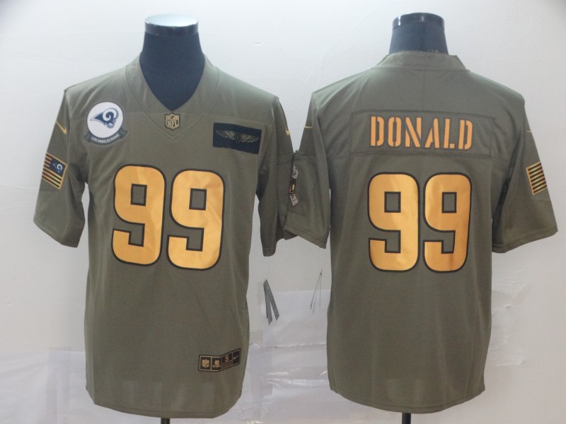 Nike Rams 99 Aaron Donald 2019 Olive Gold Salute To Service Limited Jersey
