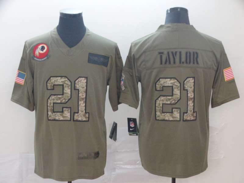 Nike Redskins 21 Sean Taylor 2019 Olive Camo Gold Salute To Service Limited Jersey