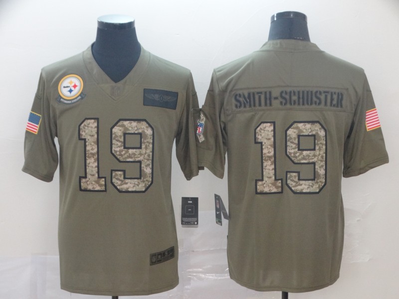 Nike Steelers 19 JuJu Smith-Schuster 2019 Olive Camo Salute To Service Limited Jersey
