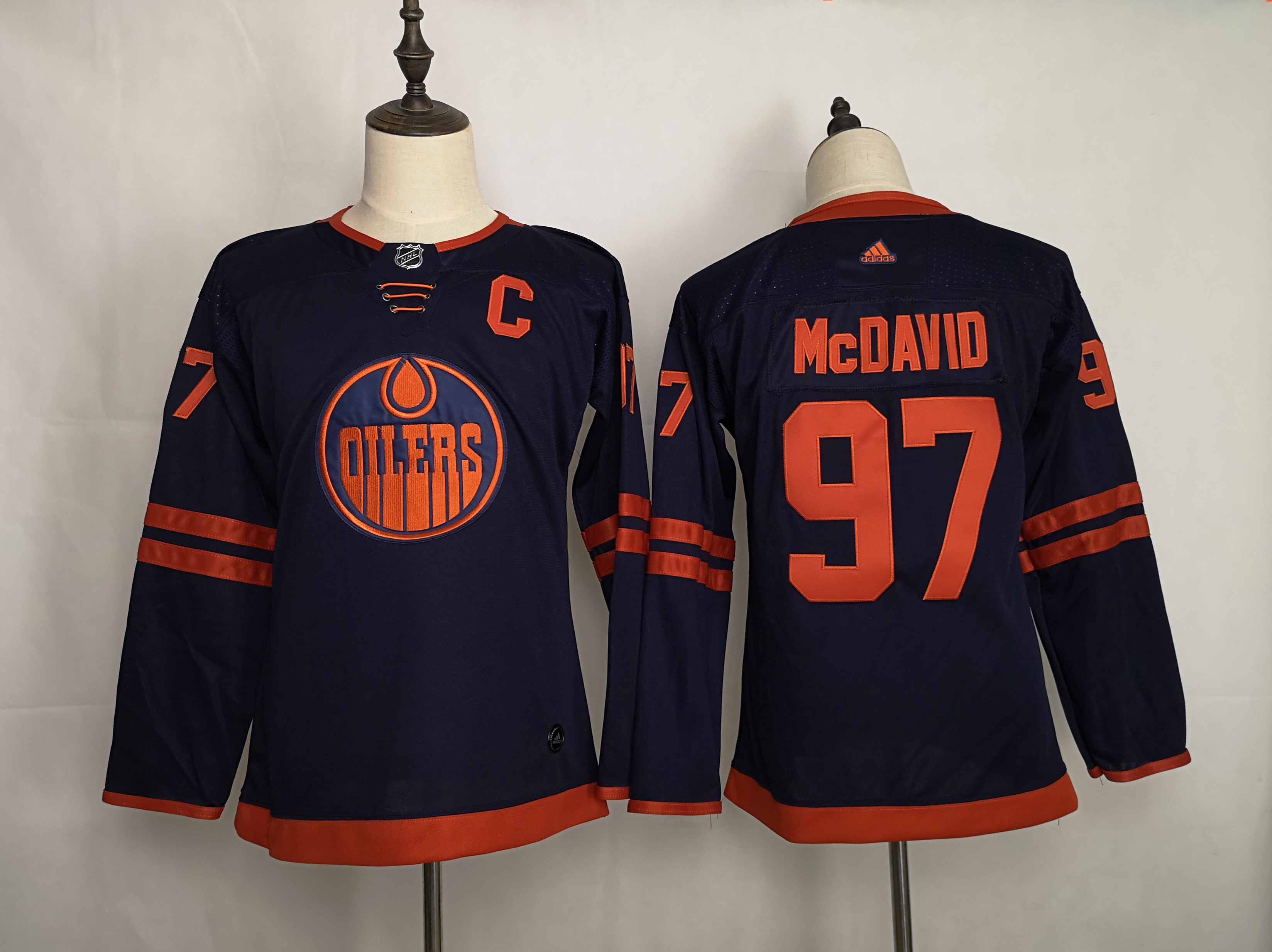 Oilers 97 Connor McDavid Navy Youth 50th anniversary Adidas Jersey