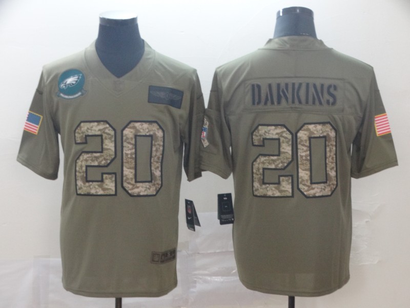 Nike Eagles 20 Brian Dawkins 2019 Olive Camo Salute To Service Limited Jersey - Click Image to Close