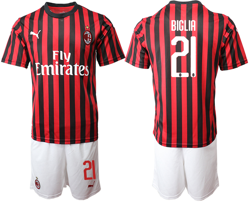2019-20 AC Milan 21 BIGLIA Home Soccer Jersey