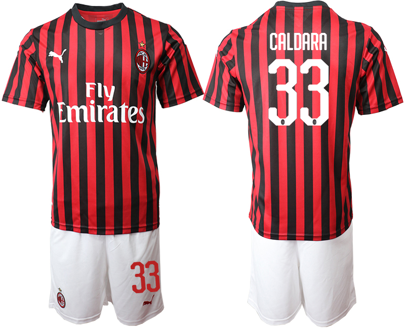 2019-20 AC Milan 33 CALDARA Home Soccer Jersey