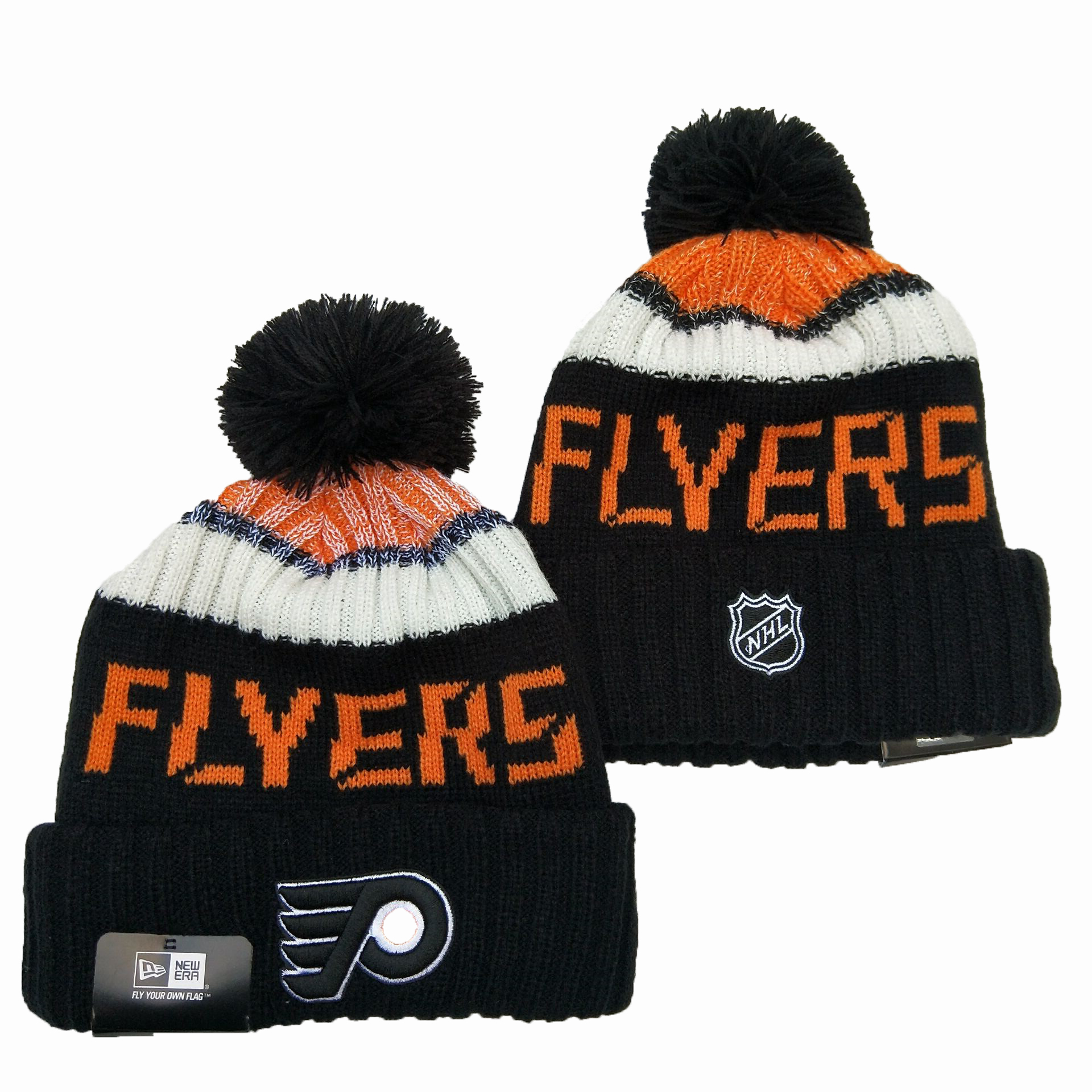 Flyers Team Logo Black Pom Knit Hat YD