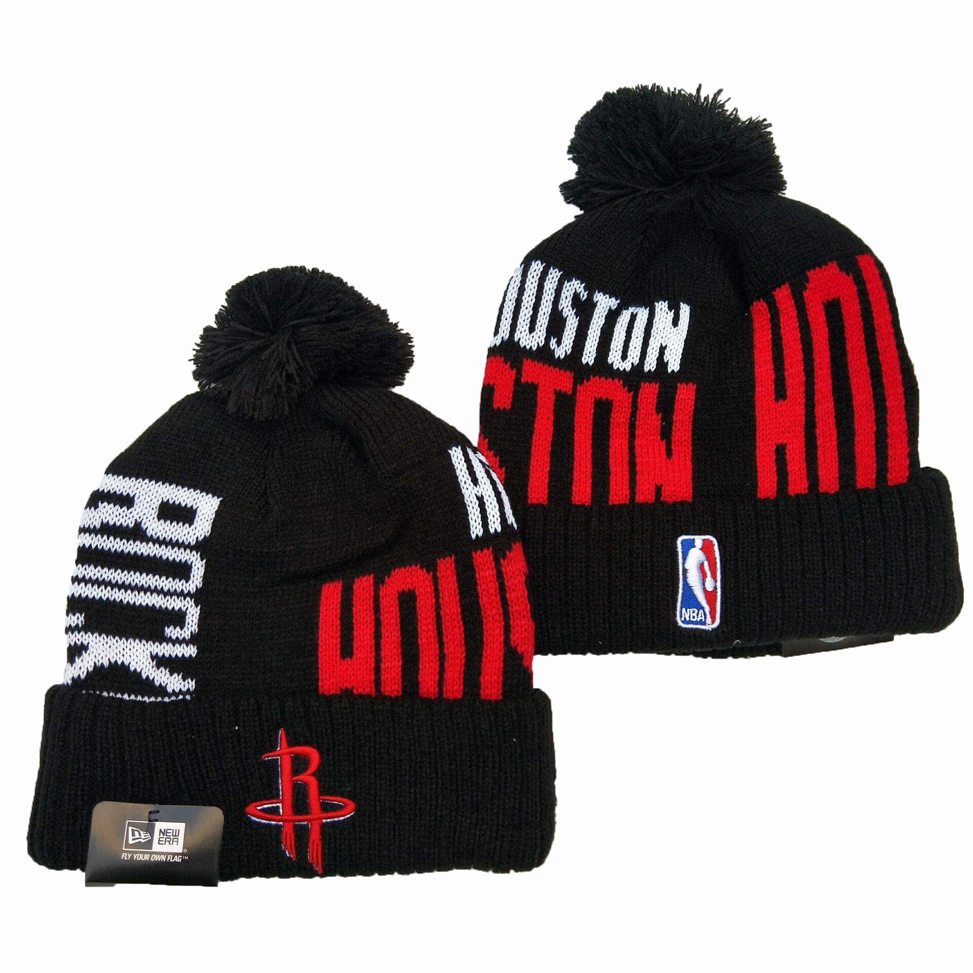 Rockets Team Logo Black Pom Knit Hat YD