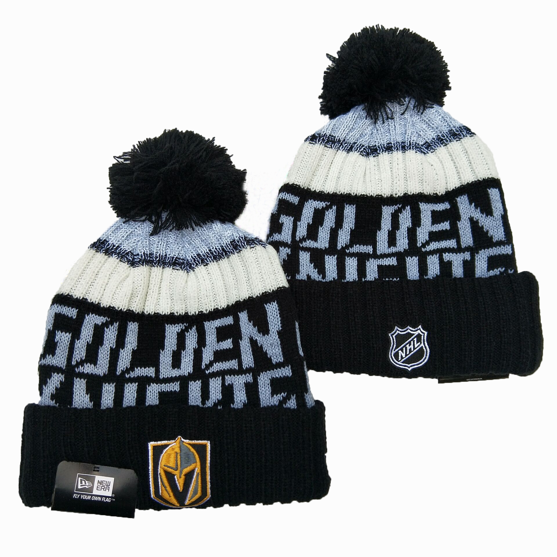 Vegas Golden Knights Team Logo Black Pom Knit Hat YD