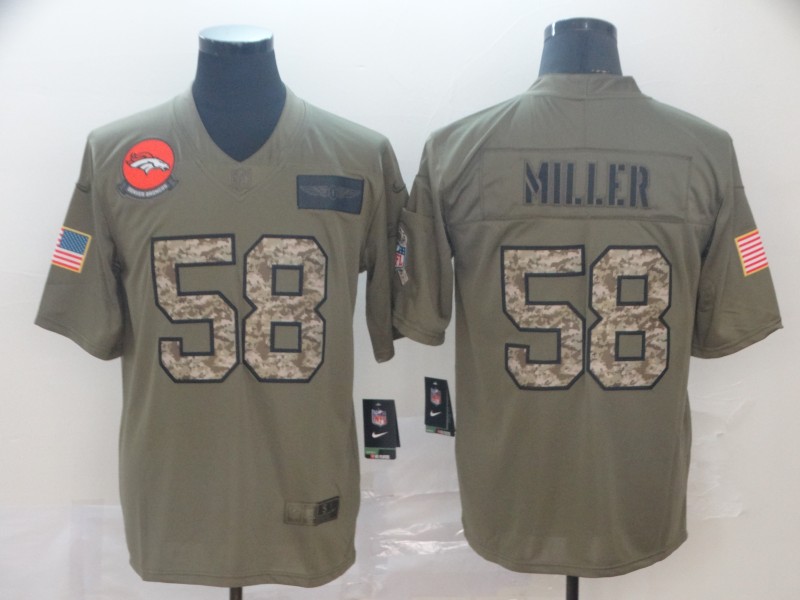 Nike Broncos 58 Von Miller 2019 Olive Camo Salute To Service Limited Jersey